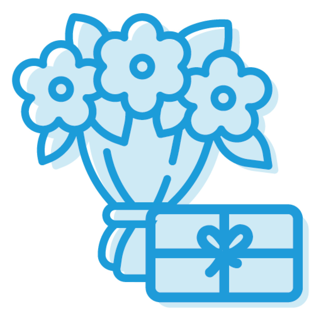 flowers and gift card