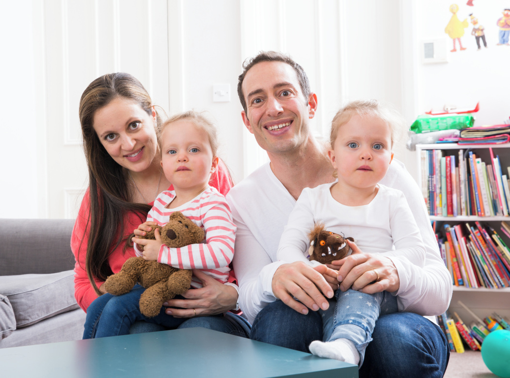 Author Francesca Segal with her husband and their two twins