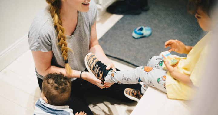 A family getting ready to go out